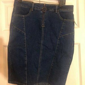 New Fashion Nova Jean Skirt Dark Wash Size L